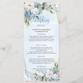 Classic Dusty Blue Floral Greenery Wedding Menu メニュー (正面)
