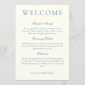 Classic Dusty Blue Minimalist Wedding Welcome プログラム (正面)