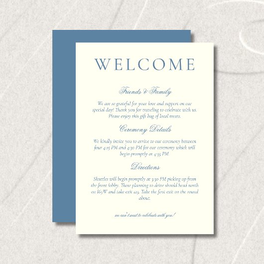 Classic Dusty Blue Minimalist Wedding Welcome プログラム
