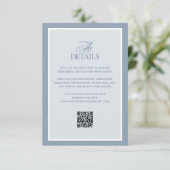 Classic Dusty Blue | QR Code Wedding Guest Details エンクロージャーカード (スタンド正面)