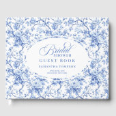 Classic Dusty Blue Toile Roses Bridal Shower Log ゲストブック (正面)