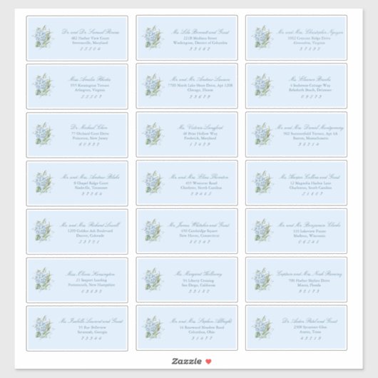 Classic Dusty Blue Wedding Guest Address Labels シール (シート)