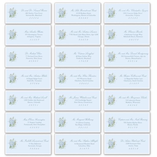 Classic Dusty Blue Wedding Guest Address Labels シール (正面)