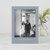 Classic Dusty Blue Wedding Photo Thank You Card サンキューカード (スタンド正面)