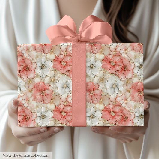 Classic dusty pink and gold 80th birthday wrap ラッピングペーパー