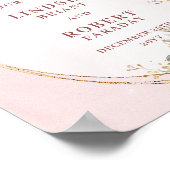 Classic Dusty Pink Flowers Gold Welcome Sign ポスター (角)