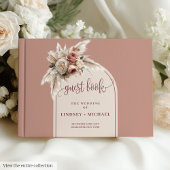 Classic Dusty Pink Pampas Grass Wedding Guest Book ゲストブック