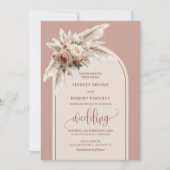 Classic Dusty Pink Pampas Roses Wedding Invitation 招待状 (正面)