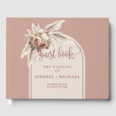 Classic dusty pink roses pampas wedding guest book ゲストブック (正面)