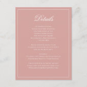 Classic Dusty Rose Border Script Wedding Details エンクロージャーカード (正面)