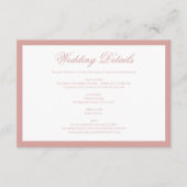 Classic Dusty Rose Border Script Wedding Details エンクロージャーカード (正面)