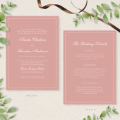 Classic Dusty Rose Border Script Wedding Details & 招待状