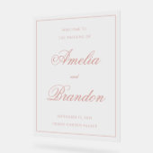 Classic Dusty Rose Border Script Wedding Welcome アクリルサイン (傾斜)