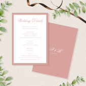 Classic Dusty Rose Monogram Script Wedding Details エンクロージャーカード