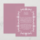 Classic Dusty Rose Pink Ornately Framed Wedding エンクロージャーカード (正面/裏面)