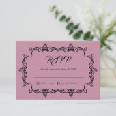 Classic Dusty Rose Pink Ornately Framed Wedding 出欠カード (スタンド正面)