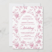 Classic Dusty Rose Rose Pattern Wedding Invitation 招待状 (正面)
