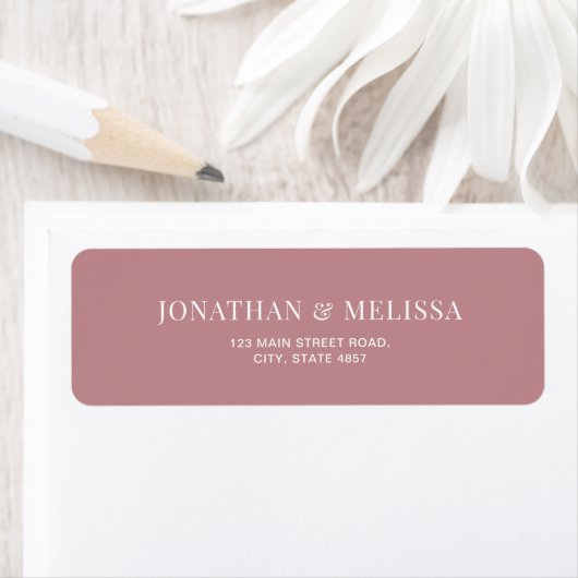 Classic Dusty Rose Typography Wedding Address ラベル (インサイチュ)