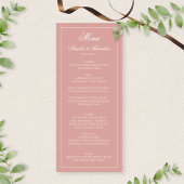 Classic Dusty Rose & White Border Script Wedding メニュー