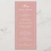 Classic Dusty Rose & White Border Script Wedding メニュー (正面)