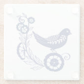 Classic Dutch Blue Delft Tile Bird Design ガラスコースター (裏面)