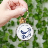 Classic Dutch Blue Delft Tile Bird Design キーホルダー (手)