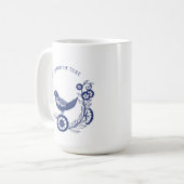Classic Dutch Blue Delft Tile Bird Design コーヒーマグカップ (正面左)