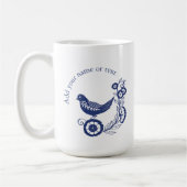 Classic Dutch Blue Delft Tile Bird Design コーヒーマグカップ (左)