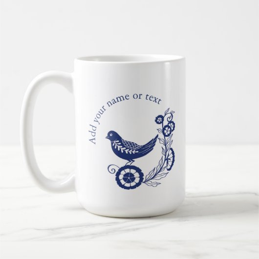 Classic Dutch Blue Delft Tile Bird Design コーヒーマグカップ (左)