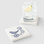 Classic Dutch Blue Delft Tile Bird Design ストーンコースター (横)