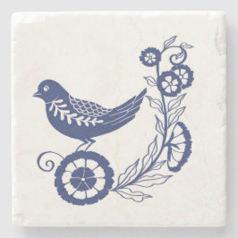 Classic Dutch Blue Delft Tile Bird Design ストーンコースター