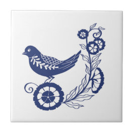 Classic Dutch Blue Delft Tile Bird Design タイル