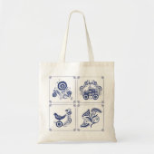 Classic Dutch Blue Delft Tile Floral & Bird Design トートバッグ (正面)