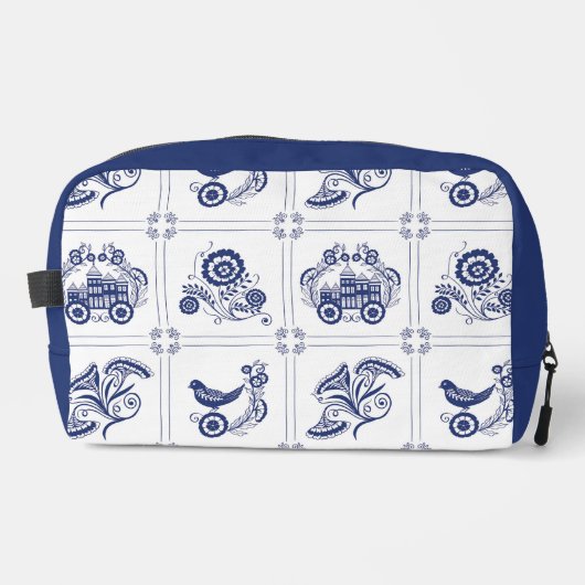 Classic Dutch Blue Delft Tile Floral & Bird Design ドップキット (正面)