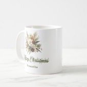 Classic earthy neutral design custom name Christma コーヒーマグカップ (正面左)
