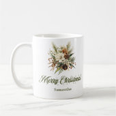 Classic earthy neutral design custom name Christma コーヒーマグカップ (左)