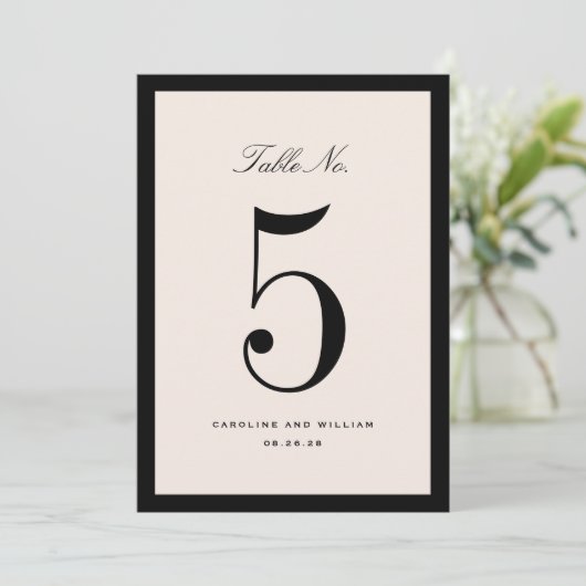 Classic Elegance Black Wedding Table Number Card (スタンド正面)