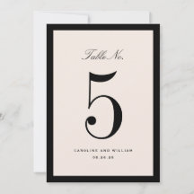 Classic Elegance Black Wedding Table Number Card
