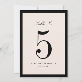 Classic Elegance Black Wedding Table Number Card