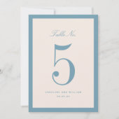 Classic Elegance Blue Wedding Table Number Card (正面)