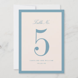 Classic Elegance Blue Wedding Table Number Card