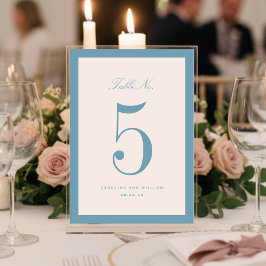Classic Elegance Blue Wedding Table Number Card