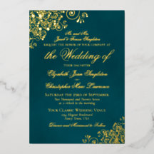 Classic Elegance Gold on Dark Teal Formal Wedding