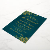 Classic Elegance Gold on Dark Teal Formal Wedding 箔招待状 (回転した状態)