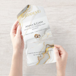 Classic Elegance Gold Wedding Invitation オールインワン招待状