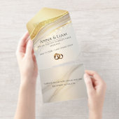 Classic Elegance Gold Wedding Invitation オールインワン招待状 (切り取り部)