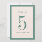 Classic Elegance Green Wedding Table Number Card (正面)