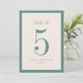 Classic Elegance Green Wedding Table Number Card (スタンド正面)