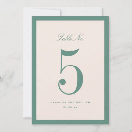 Classic Elegance Green Wedding Table Number Card