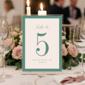 Classic Elegance Green Wedding Table Number Card